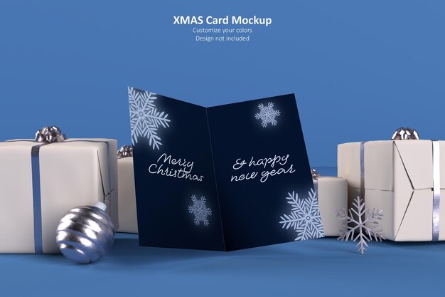 PSD merry christmas card mockup