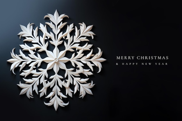 PSD merry christmas card with 3d snowflake