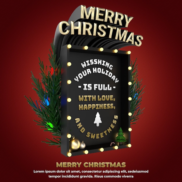 Merry Christmas celebration event for social media advertisement 3d podium realistic template