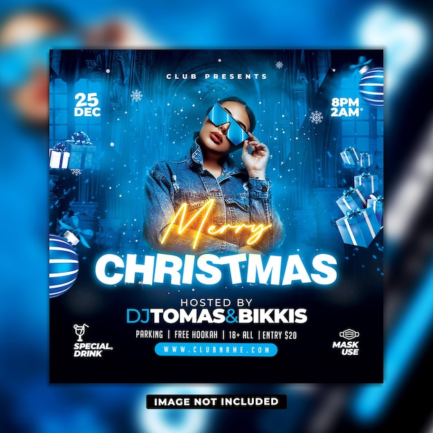Merry christmas celebration party social media post and flyer template