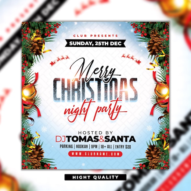 Merry christmas celebration party social media post and flyer template