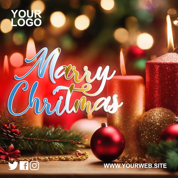 PSD merry christmas celebration template psd