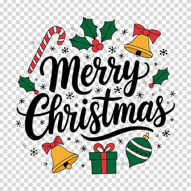 透明な背景に隔離されたクリスマスの要素とメリークリスマス祝い psd