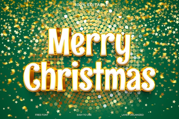 PSD merry christmas editable 3d text style effect