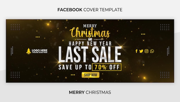 PSD メリークリスマスのfacebookの表紙とウェブバナーのテンプレート