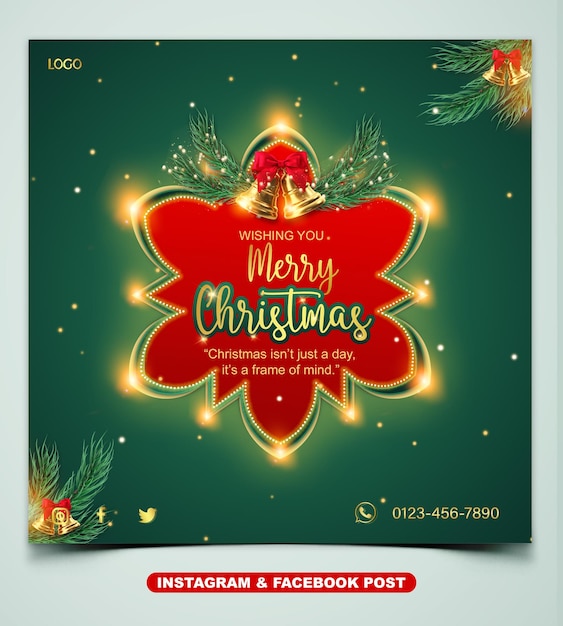 PSD merry christmas facebook and instagram post with christmas elements