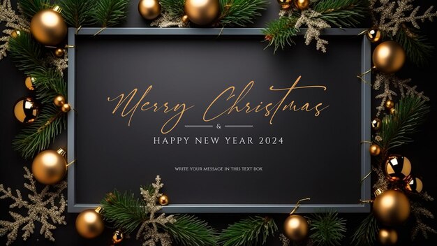 PSD merry christmas frame with dark theme