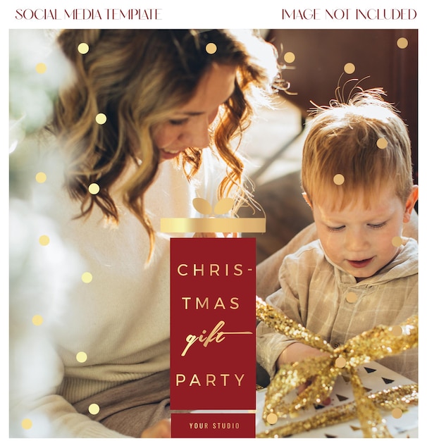 PSD merry christmas gift party concept psd template - editable psd