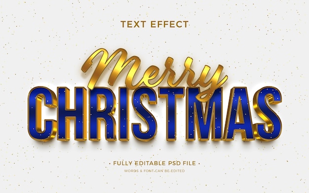 С рождеством золотой текстовый эффект