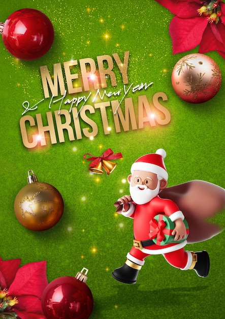 PSD merry christmas green background