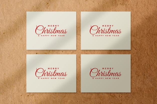 PSD merry christmas greeting card mockup psd with shadow