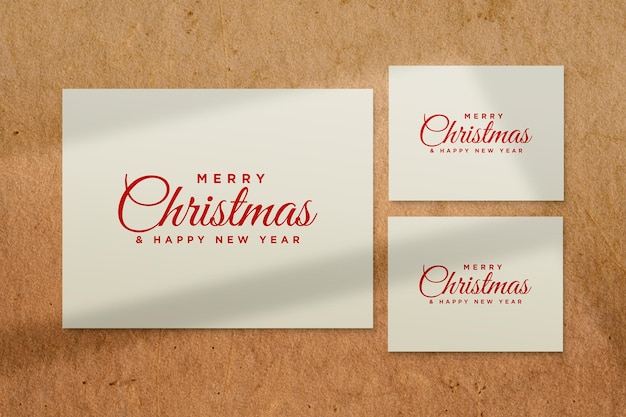 PSD mockup di auguri di buon natale con ombra