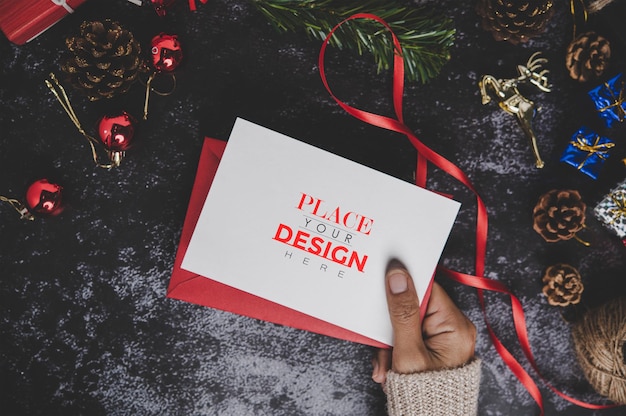 Merry christmas greeting card mockup