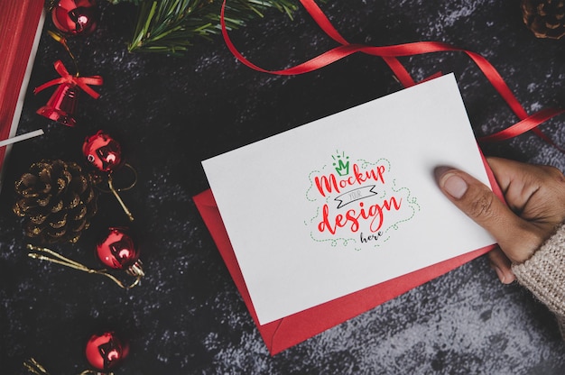 Merry christmas greeting card mockup