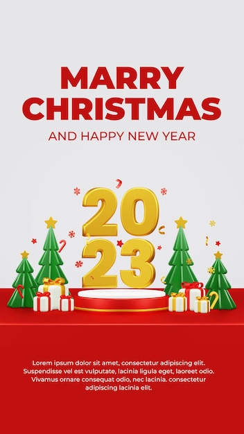 Merry christmas and happy background with shiny golden text and giftbox on black background
