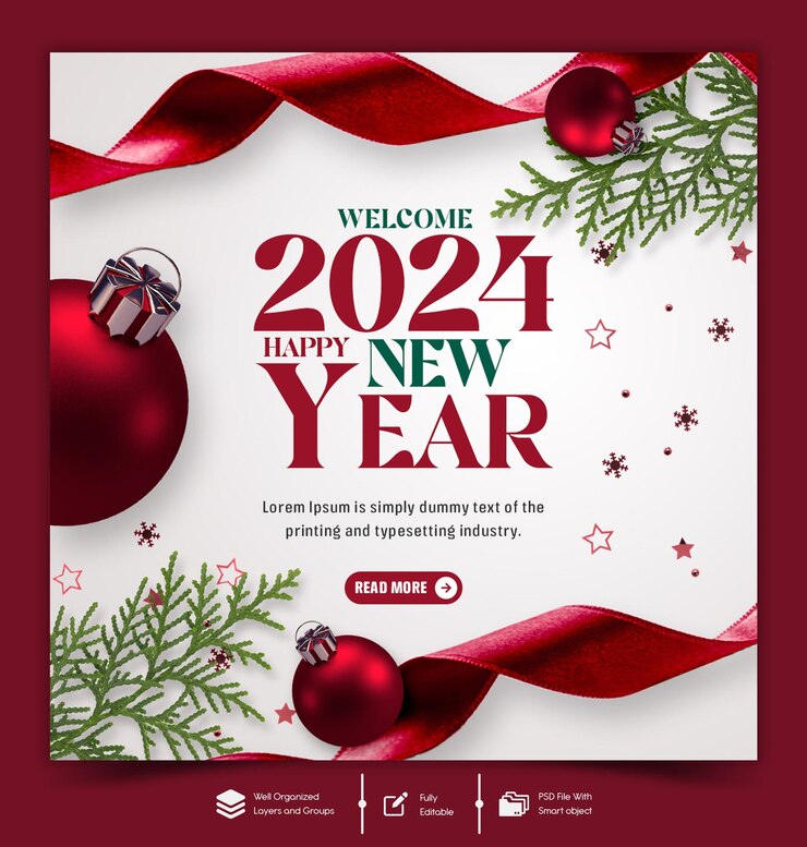 Premium PSD Merry christmas amp happy new year 2024 celebration