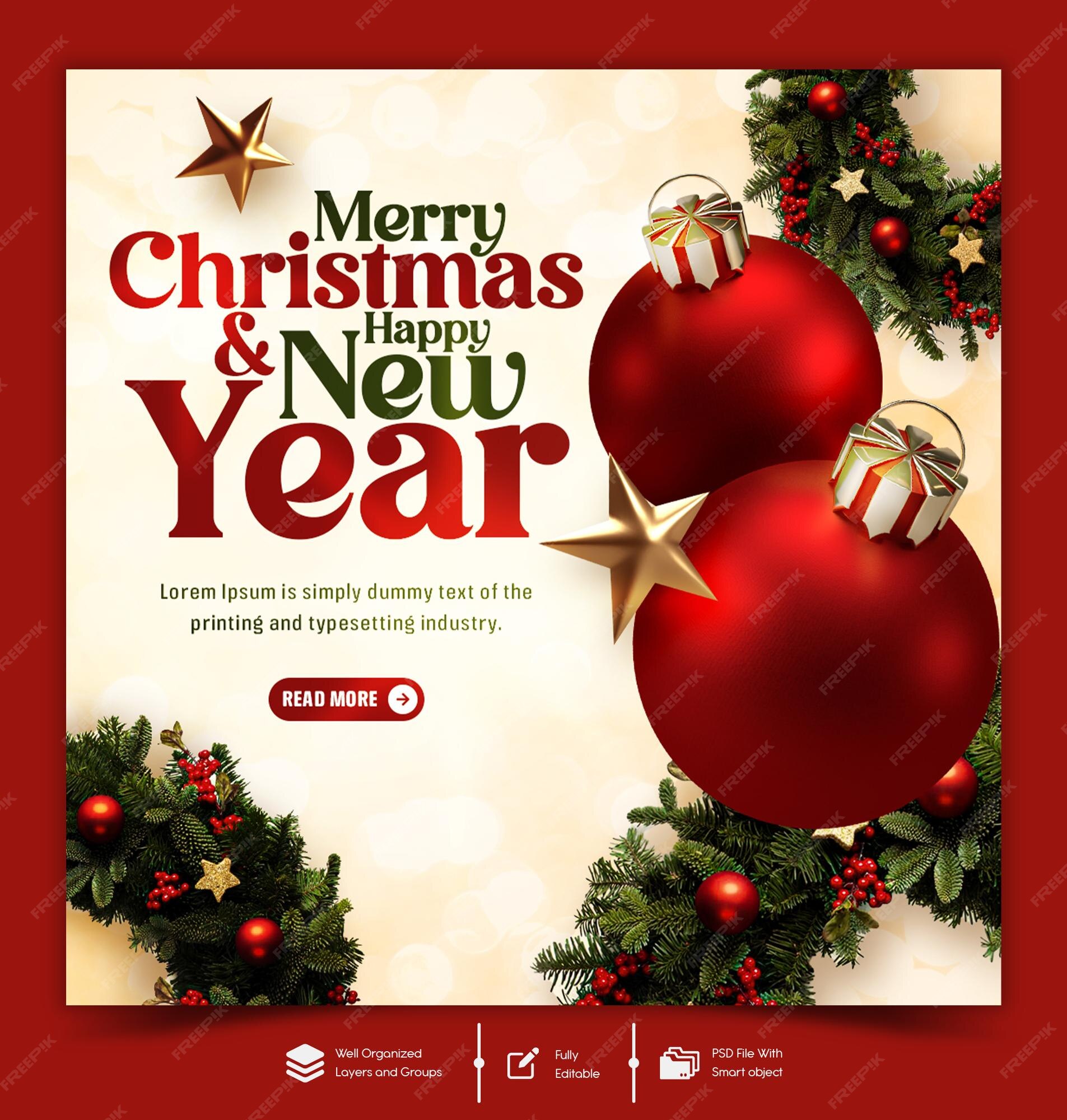Premium PSD Merry Christmas amp happy new year 2024 celebration