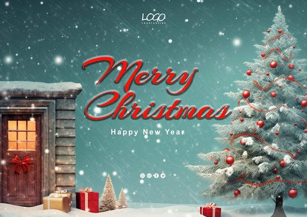 PSD merry christmas happy new year 2024 psd file