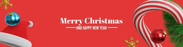 Merry christmas and happy new year 3d banner background