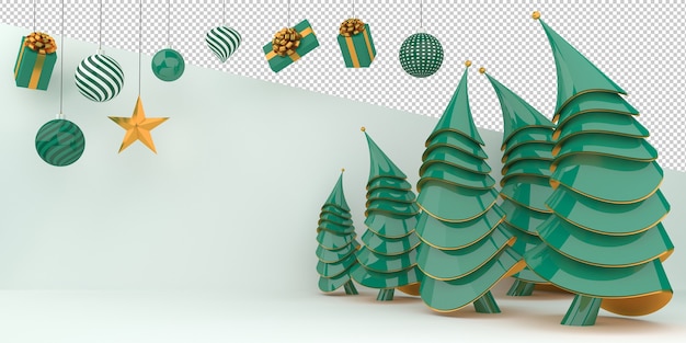 PSD merry christmas and happy new year 3d rendering