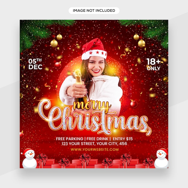 PSD merry christmas and happy new year background design or christmas banners template