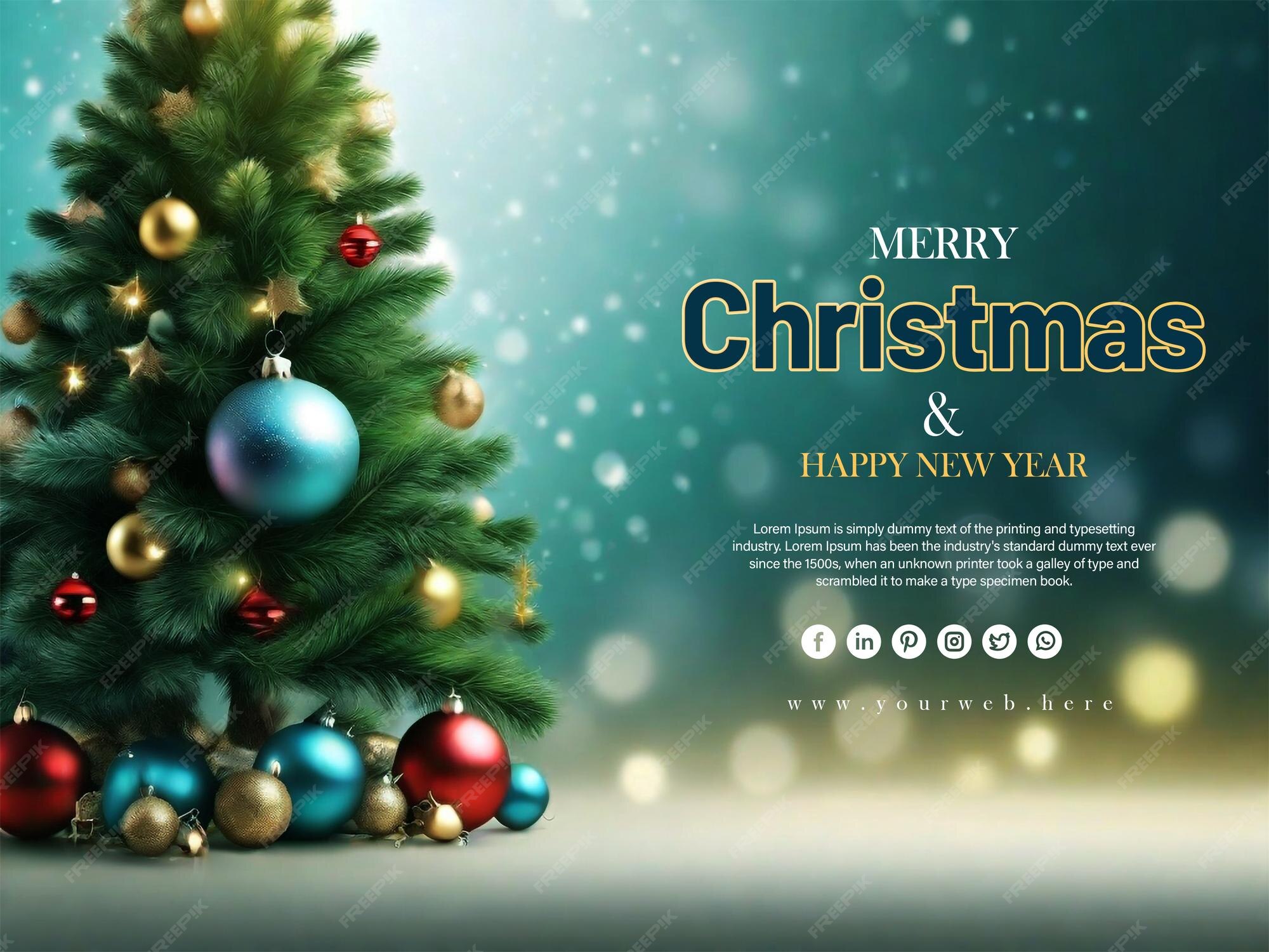 Premium PSD Merry christmas and happy new year background with gifts