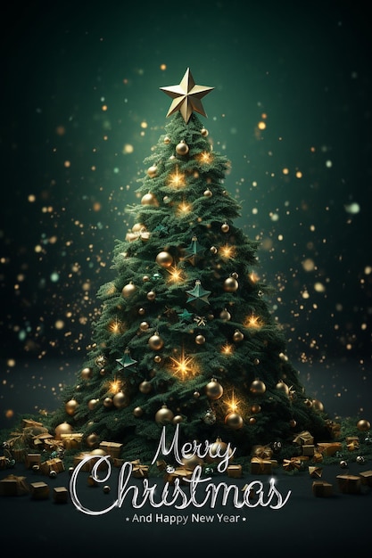 PSD merry christmas and happy new year background