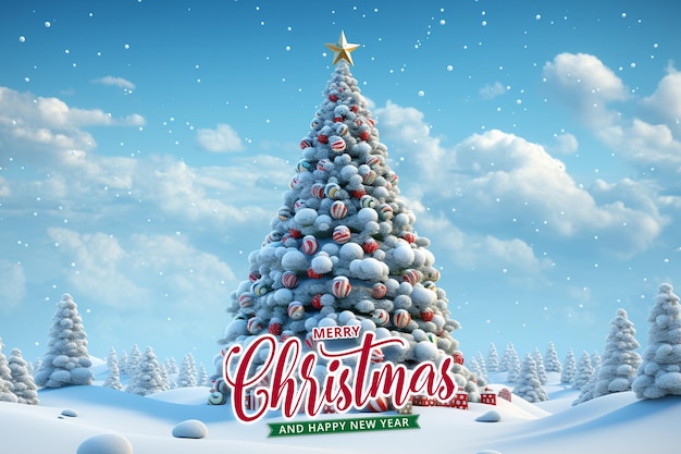 PSD merry christmas and happy new year background