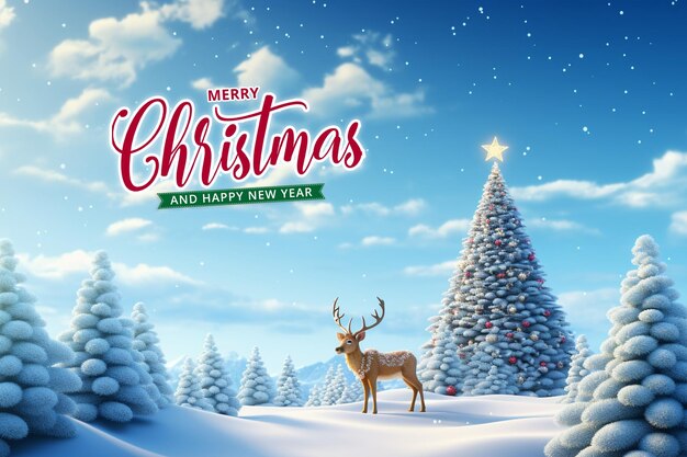 PSD merry christmas and happy new year background