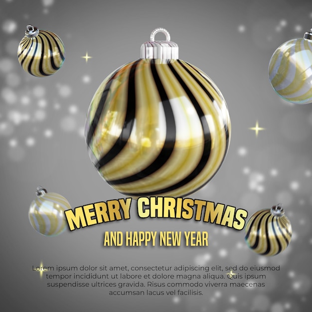 Merry christmas and happy new year banner social media post template