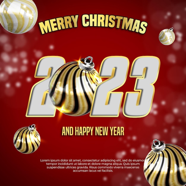 Merry christmas and happy new year banner social media post template