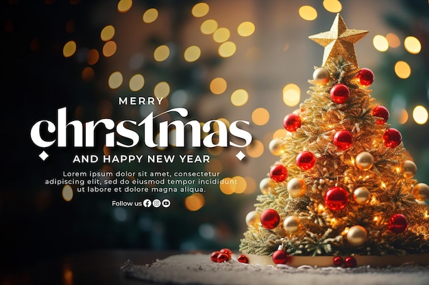 Merry christmas and happy new year banner template