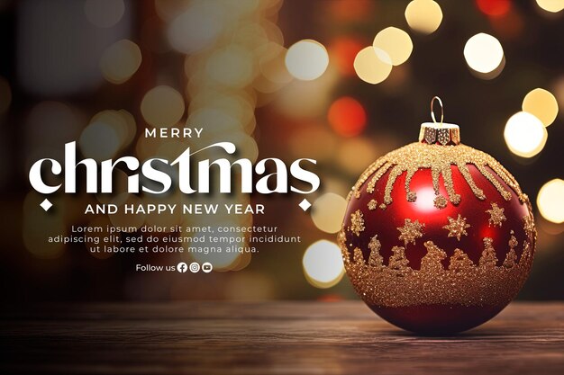 Merry christmas and happy new year banner template