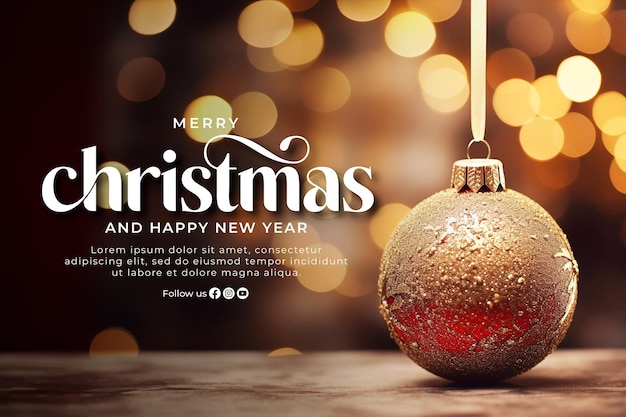 PSD merry christmas and happy new year banner template