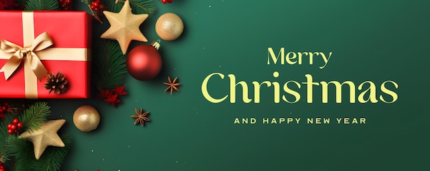 PSD merry christmas and happy new year banner