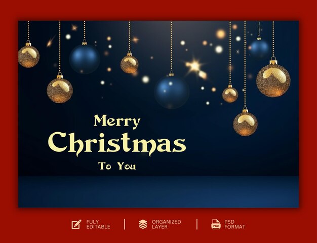 PSD merry christmas and happy new year festival wishes greeting design