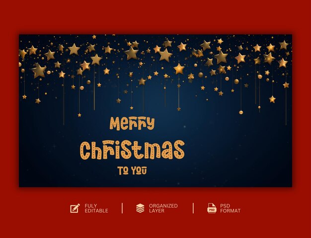 PSD merry christmas and happy new year festival wishes greeting design