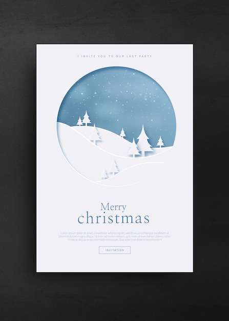 PSD merry christmas and happy new year greeting card template