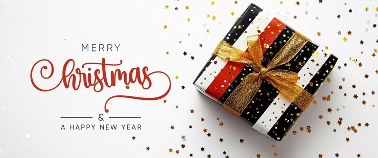 PSD メリークリスマスハッピーニューイヤーギフトボックス xmas web header