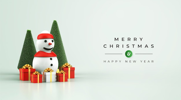 Mockup di buon natale e felice anno nuovo con decorazioni natalizie 3d