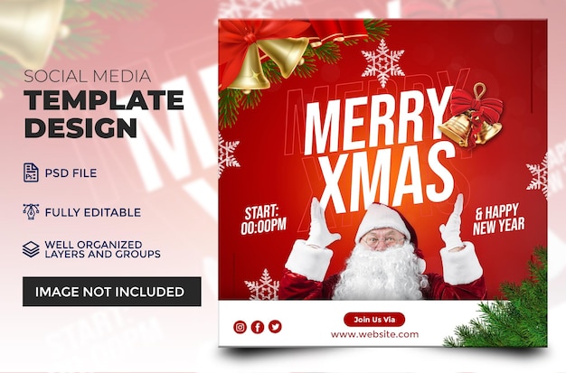 Merry Christmas and happy new year poster Template Design