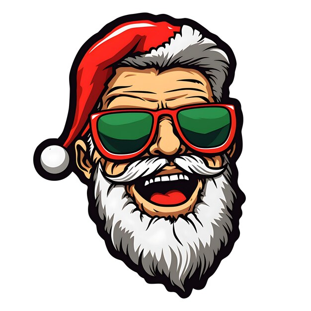 PSD merry christmas and happy new year retro cartoon character groovy vintage hippie santa claus