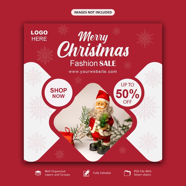 Merry christmas and happy new year sale ads and social media post template