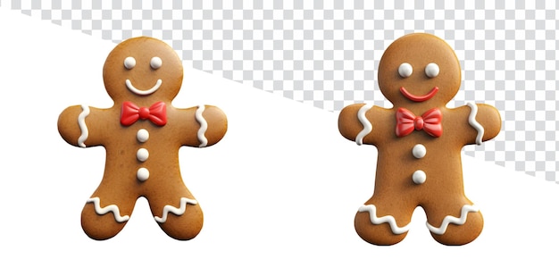 For Merry Christmas and Happy New Year A Set of Realistic 3D Gingerbread Man