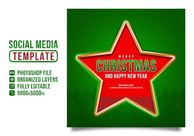 Merry Christmas and Happy New Year Social Media Template