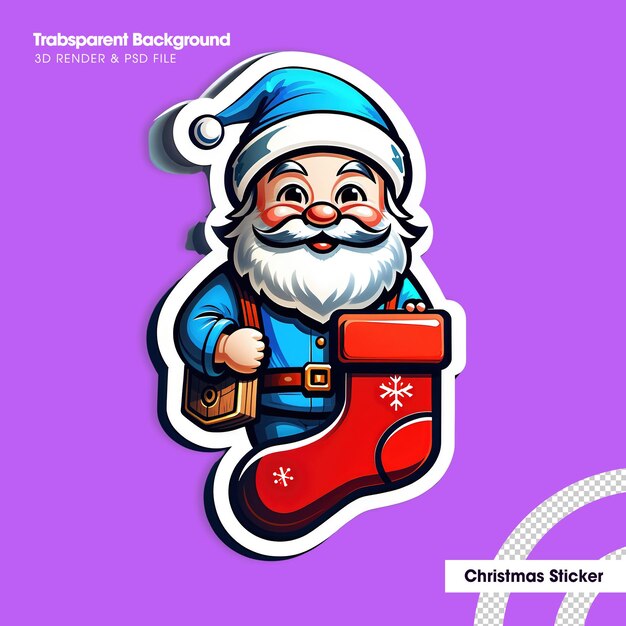 Merry christmas and happy new year stickers sticker santa claus in cartoon