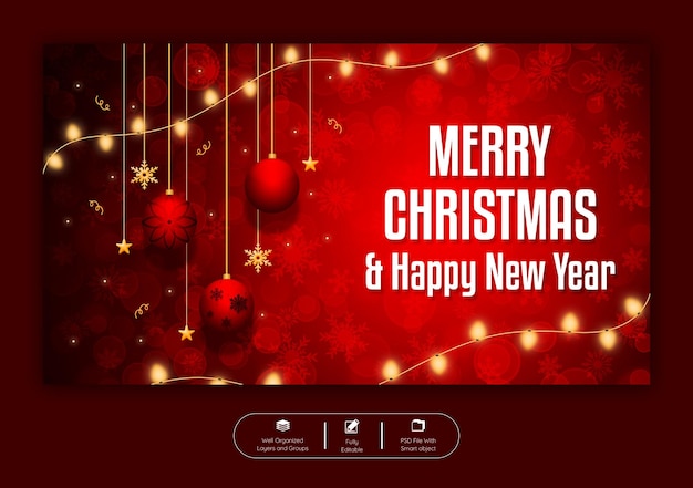 PSD merry christmas and happy new year web banner template