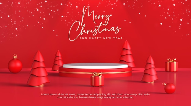 Merry christmas and happy new year with christmas 3d elements decoration