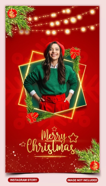 PSD merry christmas instagram and facebook story
