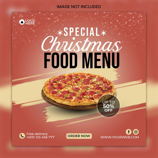 Merry christmas instagram food template social media post